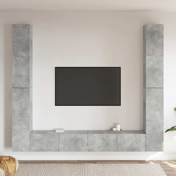 vidaXL Set muebles de sal&oacute;n TV 6 pzas madera ingenier&iacute;a gris hormig&oacute;n