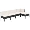 vidaXL Set de muebles de jard&iacute;n 5 pzas y cojines rat&aacute;n sint&eacute;tico negro