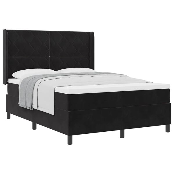 vidaXL Cama tipo Box Spring con colch&oacute;n Negro 140 x 200 cm Terciopelo