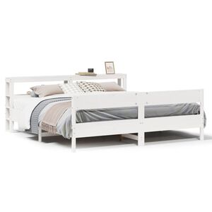 vidaXL Cama sin colch&oacute;n madera maciza de pino blanca 180x200 cm