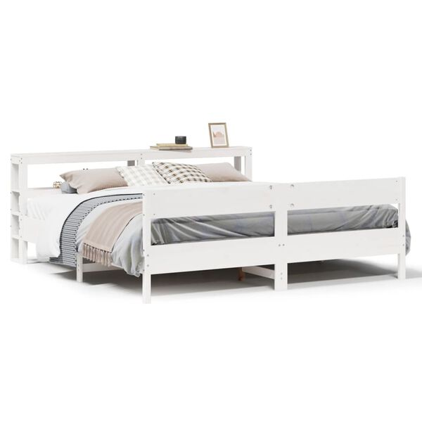 vidaXL Cama sin colchón madera maciza de pino blanca 180x200 cm