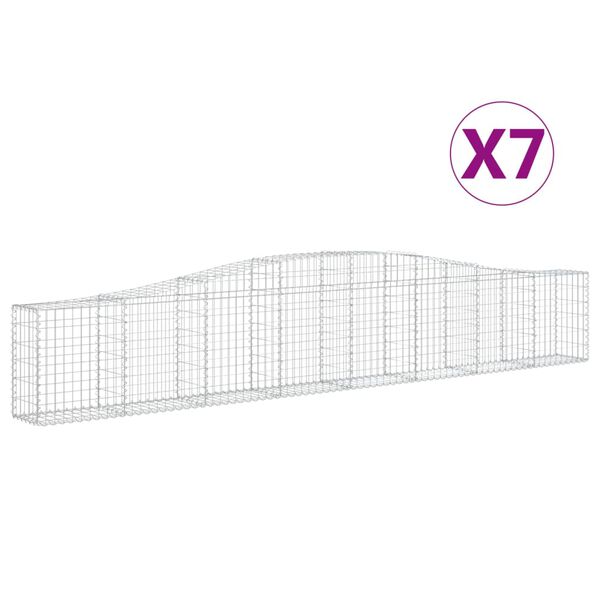 vidaXL Cestas de gaviones 7 uds forma de arco hierro 400x30x60/80 cm