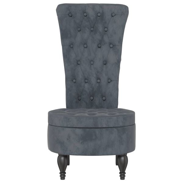 vidaXL Sill&oacute;n de respaldo alto con botones terciopelo gris oscuro