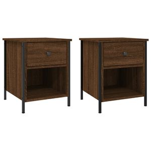 vidaXL Mesitas noche 2 uds madera ingenier&iacute;a marr&oacute;n roble 40x42x50 cm