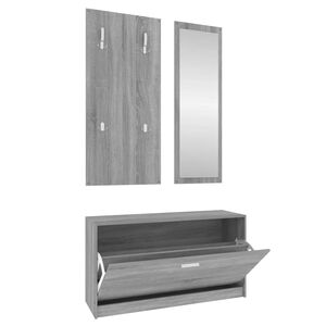 vidaXL Set de mueble zapatero 3 en 1 madera contrachapada gris Sonoma