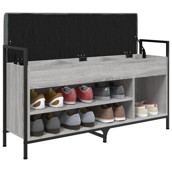 vidaXL Banco zapatero madera de ingenier&iacute;a gris Sonoma 105,5x32x57,5cm
