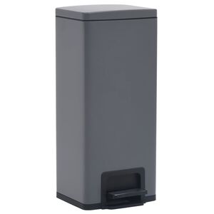 vidaXL Cubo basura con pedal antihuellas 30L gris acero inoxidable