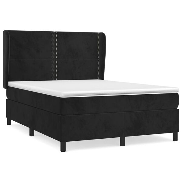 vidaXL Cama box spring con colch&oacute;n terciopelo negro 140x190 cm