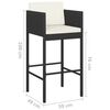 vidaXL Set muebles bar jardín 3 piezas y cojines ratán sintético negro