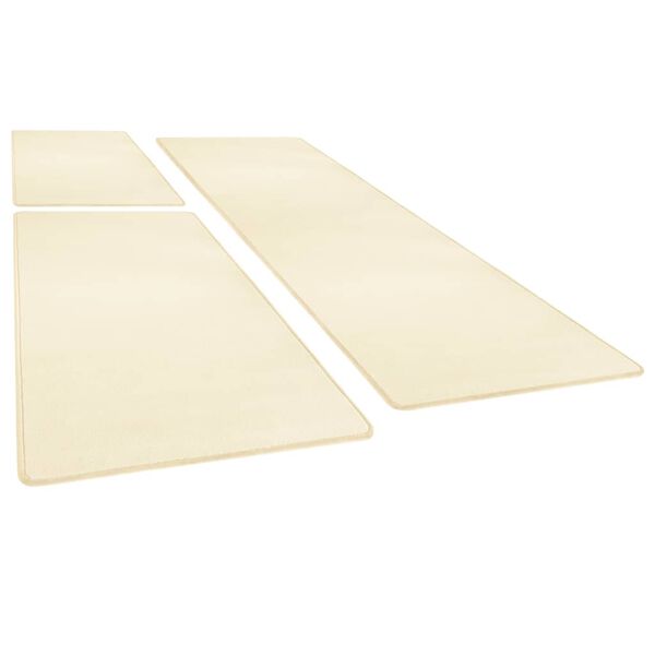 vidaXL Alfombras de dormitorio de pelo largo 3 piezas color crema