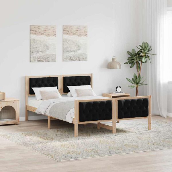vidaXL Estructura de cama Negro 140 x 200 cm Madera de pino macizo
