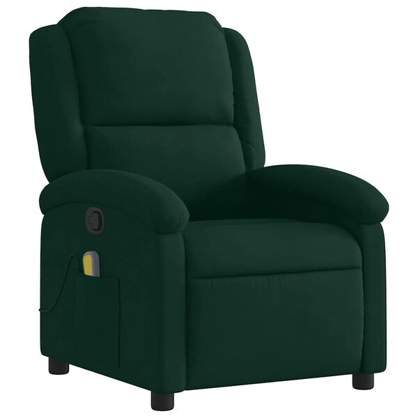 vidaXL Sill&oacute;n de masaje reclinable de terciopelo verde oscuro