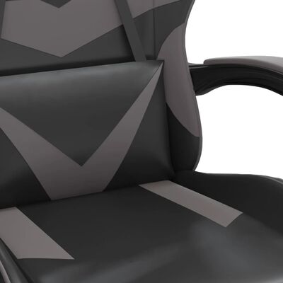 vidaXL Silla gaming con reposapiés cuero sintético negro gris