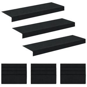 vidaXL Alfombrillas para escaleras 15 uds. 65 x 21 x 4 cm Gris oscuro