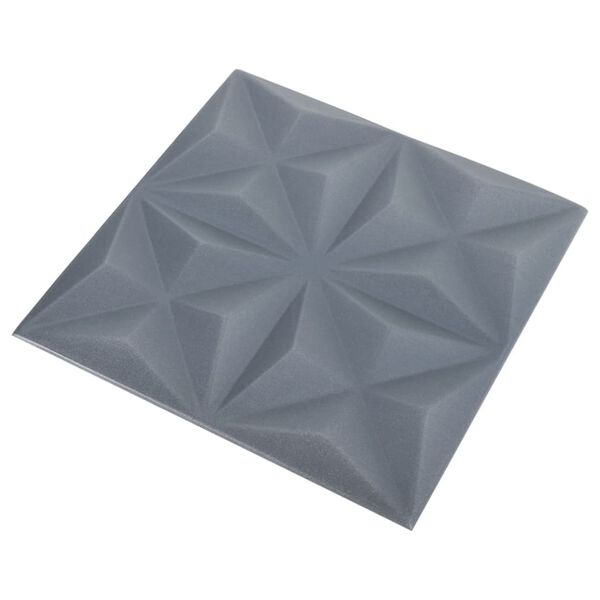 vidaXL Paneles de pared 3D 48 unidades gris origami 12 m&sup2; 50x50 cm