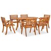 vidaXL Conjunto de comedor de jard&iacute;n de 7 piezas, 150 x 90 cm, madera maciza de acacia