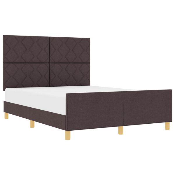 vidaXL Estructura de cama con cabecera Marr&oacute;n oscuro 160 x 200 cm tela