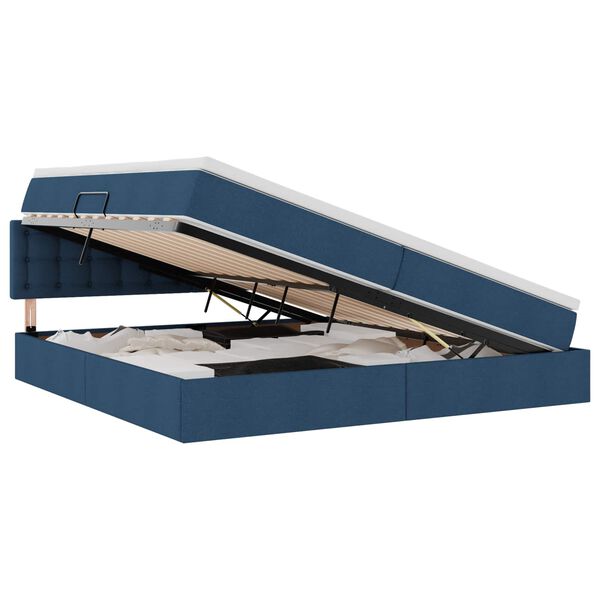 vidaXL Cama con almacenamiento y LED con LED Azul 200 x 200 cm tela
