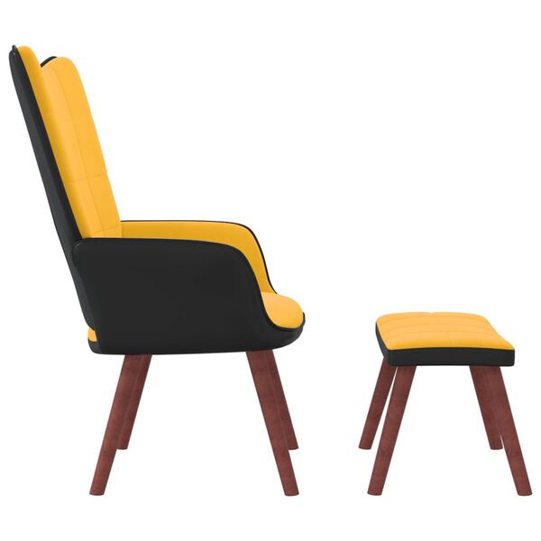 vidaXL Silla de relajaci&oacute;n reposapi&eacute;s terciopelo PVC amarillo mostaza