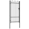 vidaXL Puerta de valla BOXTEL de una puerta con arco superior de acero, 1x2 m, negro