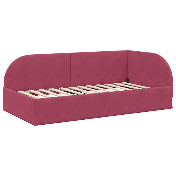 vidaXL Estructura de cama en esquina Rojo vino 90 cm x 190 cm