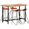 vidaXL Juego de bar 5 piezas madera maciza y cuero aut&eacute;ntico