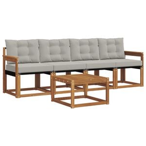 vidaXL Conjunto de sof&aacute;s de exterior 5 pcs Gris Natural y Claro