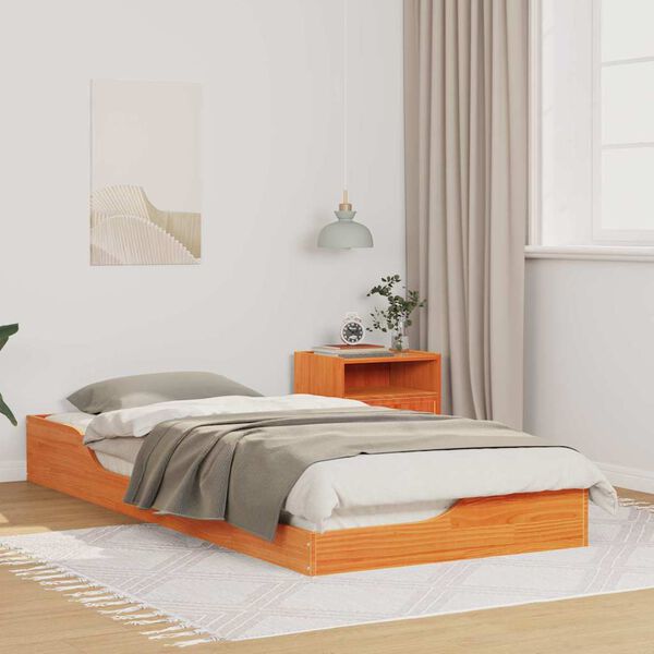 vidaXL Estructura de cama Marr&oacute;n cera 100 x 210 cm