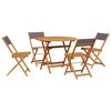 vidaXL Set de comedor de jard&iacute;n 5 pzas tela madera maciza antracita