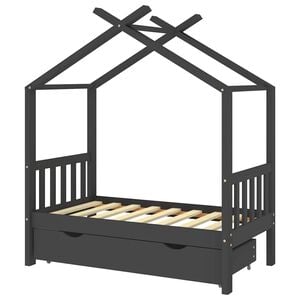 vidaXL Estructura de cama infantil y caj&oacute;n madera pino gris 70x140cm