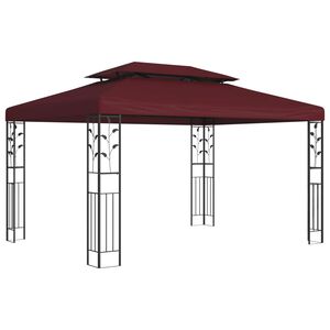 vidaXL Cenador 3,97 x 2,96 x 2,68 m Rojo vino Poli&eacute;ster y Acero