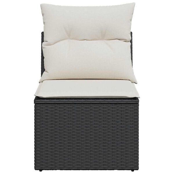 vidaXL Silla de jard&iacute;n sin reposabrazos con cojines rat&aacute;n PE negro