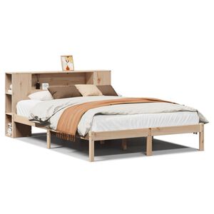 vidaXL Cama con estanter&iacute;a sin colch&oacute;n madera maciza de pino 140x190cm