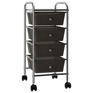 vidaXL Carrito de almacenaje port&aacute;til 4 cajones pl&aacute;stico negro