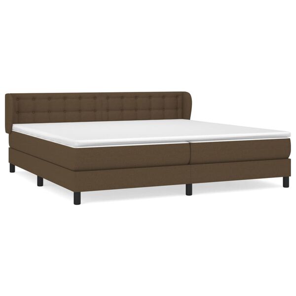 vidaXL Cama box spring con colch&oacute;n tela marr&oacute;n oscuro 200x200 cm
