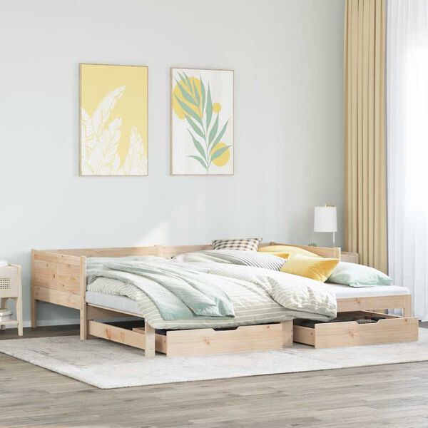 vidaXL Sof&aacute; cama nido con cajones sin colch&oacute;n 90x190 cm