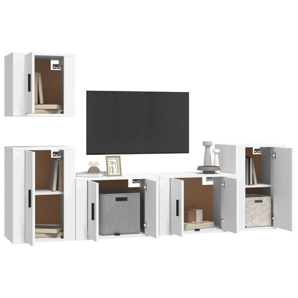 vidaXL Set de muebles para TV 5 piezas madera contrachapada blanco