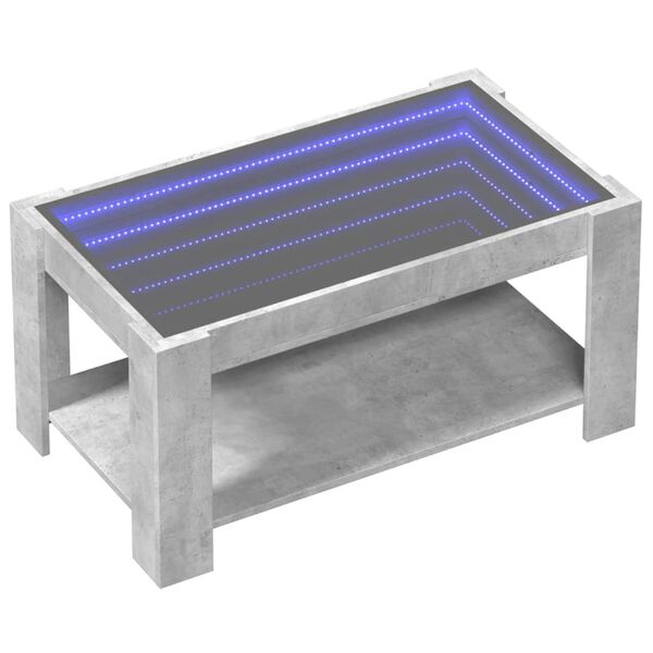 vidaXL Mesa de centro y LED madera ingenier&iacute;a gris hormig&oacute;n 93x53x45cm