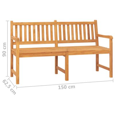 vidaXL Banco de jardín 3 plazas con mesa madera maciza de teca 150 cm