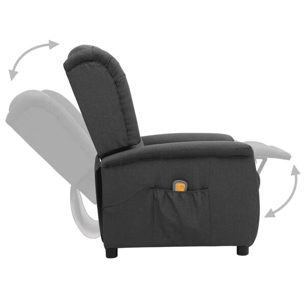 vidaXL Sill&oacute;n de masaje de tela gris oscuro