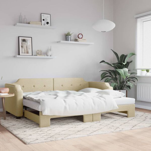 vidaXL Sofá cama nido tela crema 80x200 cm