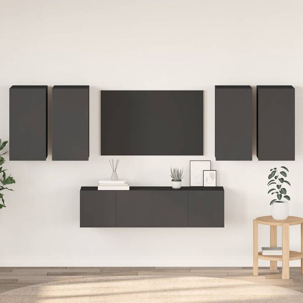 vidaXL Set de muebles de sal&oacute;n 6 piezas madera ingenier&iacute;a gris