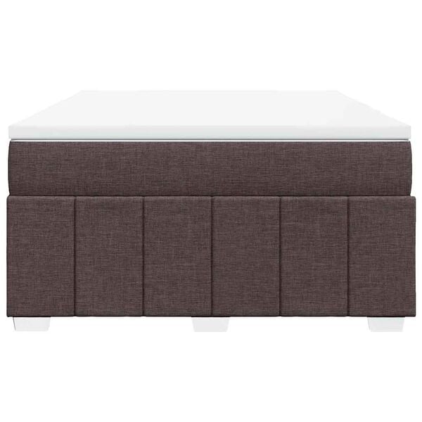 vidaXL Cama box spring con colch&oacute;n tela marr&oacute;n oscuro 140x190 cm