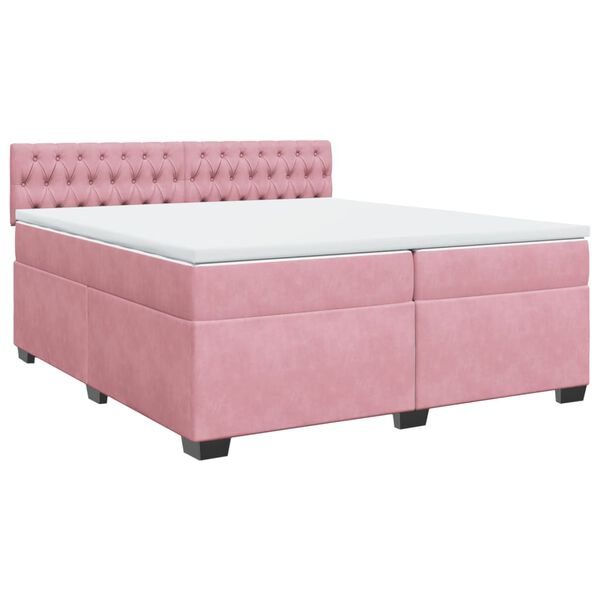 vidaXL Cama box spring con colch&oacute;n terciopelo rosa 200x200 cm