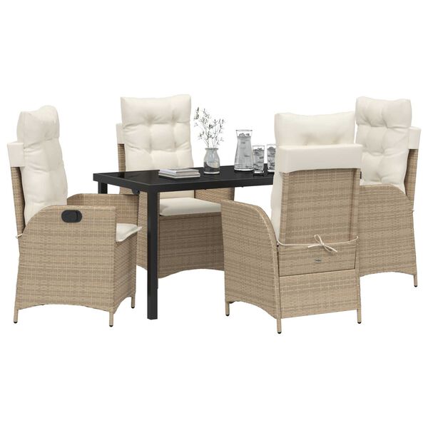 vidaXL Conjunto de Comedor de Jard&iacute;n 5 pcs Beige rat&aacute;n sint&eacute;tico