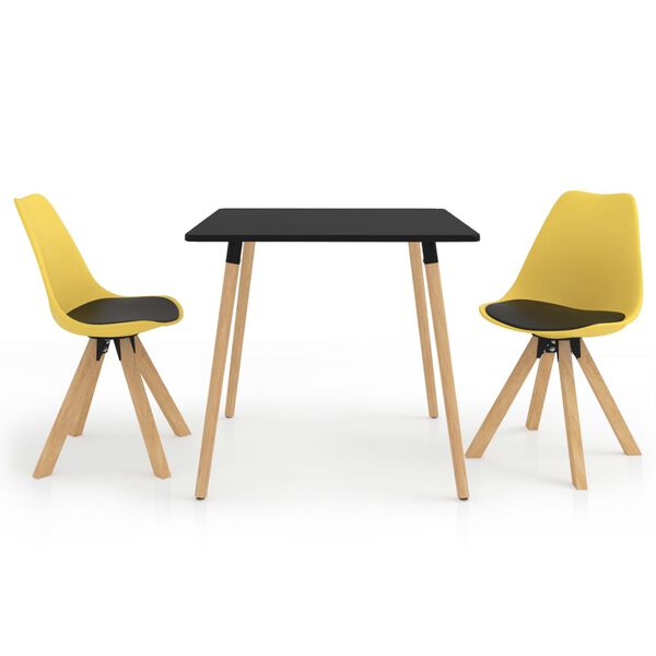 vidaXL Juego de comedor 3 piezas negro y amarillo