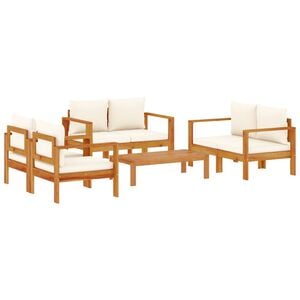 vidaXL Set de sof&aacute;s de jard&iacute;n con cojines 5 pzas madera maciza acacia