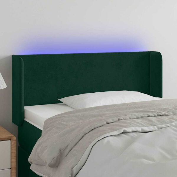 vidaXL Cabecero con LED de terciopelo verde oscuro 83x16x78/88 cm