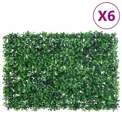  vidaXL Valla de hojas de arbusto artificial 6 uds verde 40x60 cm