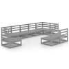 vidaXL Juego de muebles de jard&iacute;n 9 piezas gris madera maciza de pino